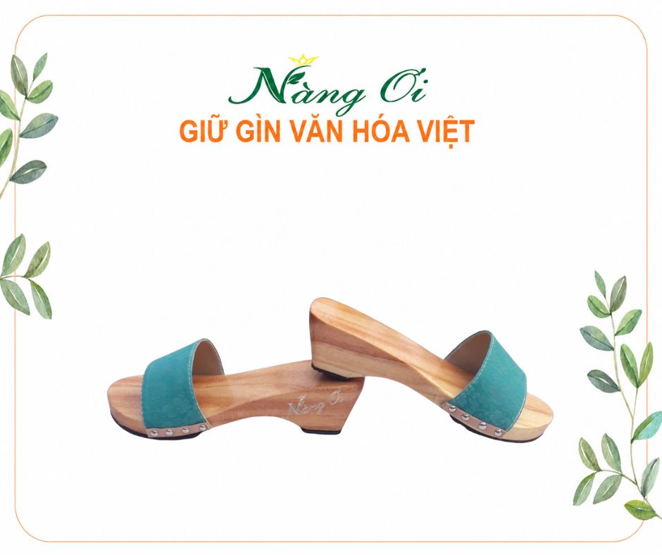 guốc gỗ cho nữ cao 5cm làm từ gỗ xoan